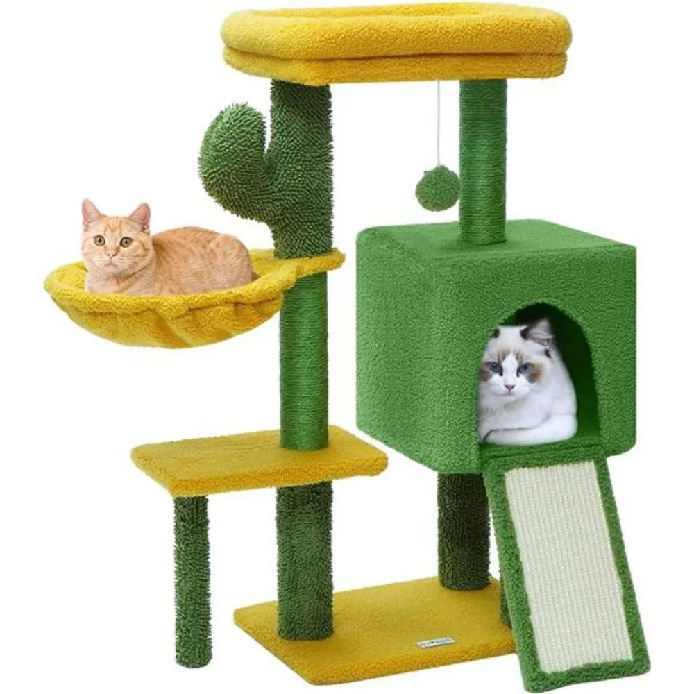 Cat Tree Cactus Tower w/ Large Padded Top Covered Scratching Post 33.46